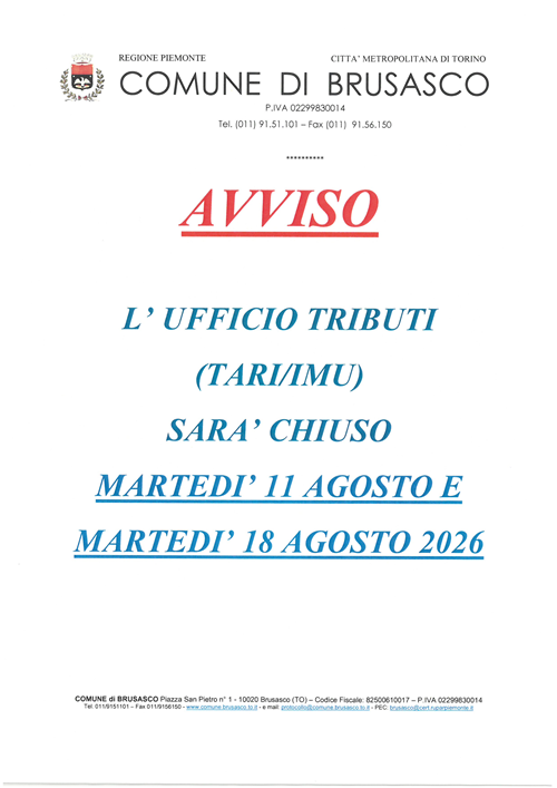 Chiusura Ufficio Tributi
